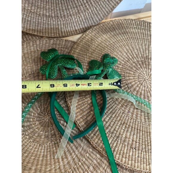 St. Patrick’s Day Shamrock Headbands – Glittery Green with Ribbons - Picture 6 of 6